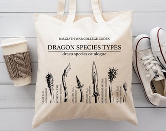 Basgiath War College Codex tote Bag, Book Lovers Gift, Basgiath War College Shoulder Bag, Dragon Species Types Bags, Cute Dragon Rider Totes