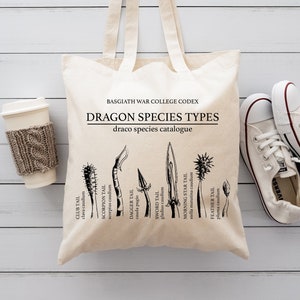 Basgiath War College Codex tote Bag, Book Lovers Gift, Basgiath War College Shoulder Bag, Dragon Species Types Bags, Cute Dragon Rider Totes