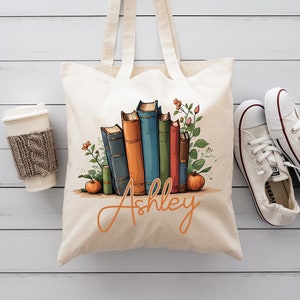 Library Tote Bag, Librarian Gifts, Personalized Book Bag, Custom Bookish Tote, Library Books Bags, School Bag For Kids Teacher, Reader Totes