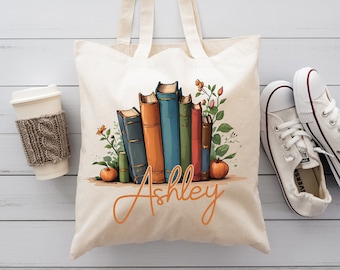 Library Tote Bag, Librarian Gifts, Personalized Book Bag, Custom Bookish Tote, Library Books Bags, School Bag For Kids Teacher, Reader Totes