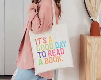 It's Good Day to Read A Book Tote Bag, Book Lovers Gift Totes, Cute Book Shoulder Bags, Gifts For Bookworms, Teachers Readers' Library Tote