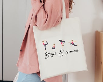 Yoga Tote Bag, Personalized Yoga Gift, Shoulder Bag For Yogi Women, Custom Name Yoga, Meditation Mindfulness Best Friend Leggings Namaste