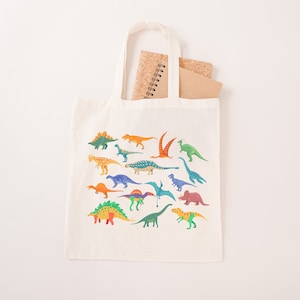 Dinosaurs Tote Bag, Shopper Bags, Dinosaur Print, Shoulder Bag, Fair Trade, Trendy Aesthetic Paleontology Gift, Trex Gifts Goblincore Bags