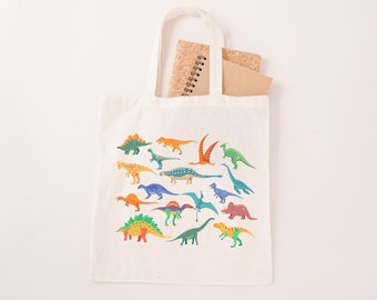 Dinosaur Tote Bag, Trendy Paleontology Print, Gift for Fossil Lovers
