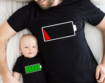 Matching Father And Son Shirts, Low Battery Full Battery Tshirts, Daddy And Daughter Shirts, Fathers Day Gift, Dad And Baby Mini Bodysuit