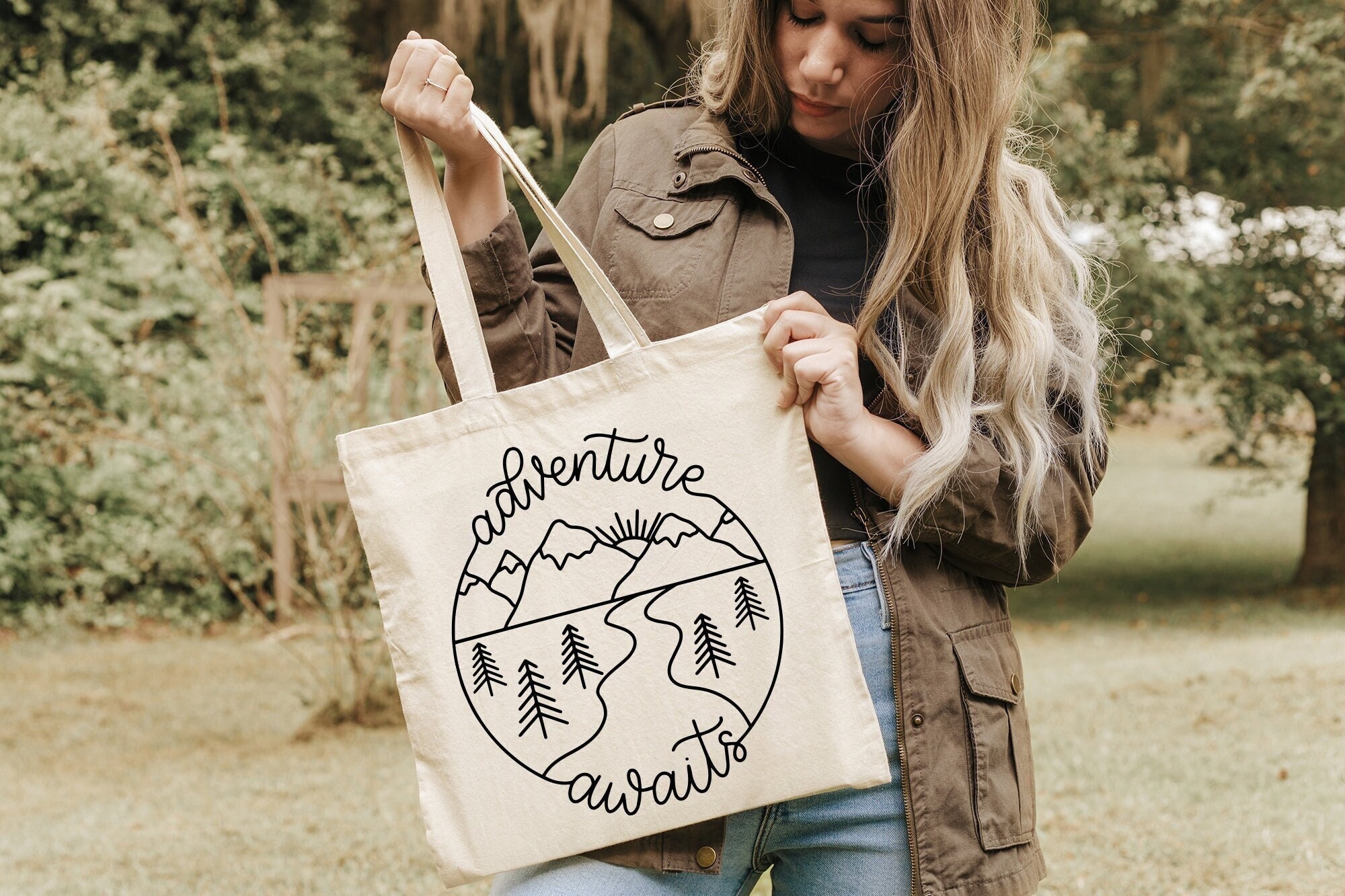★2023SS新作★GROVE★GR TOTE BAG Adventure Awaits Tote Bag, Nature Lover Gift Shoulder Bag