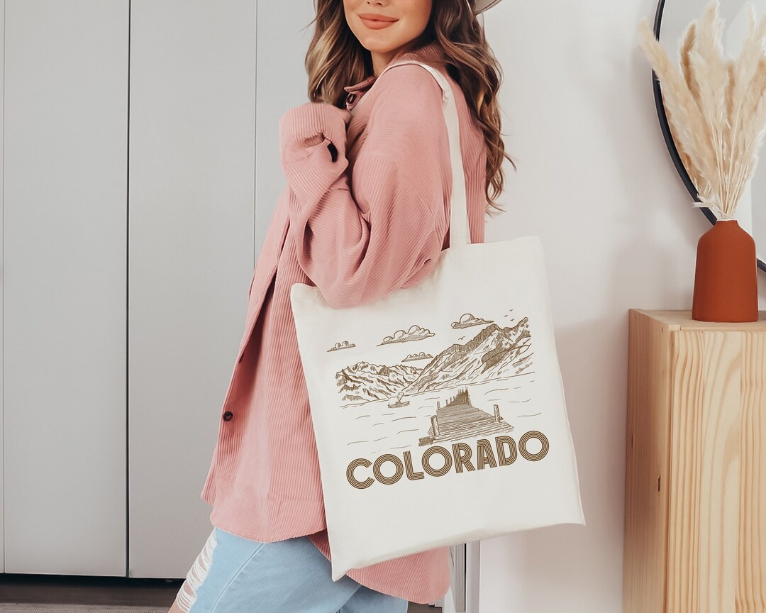 Colorado Graphic Tote Bag, Rocky Mountains Gift Shoulder Bags, Boho
