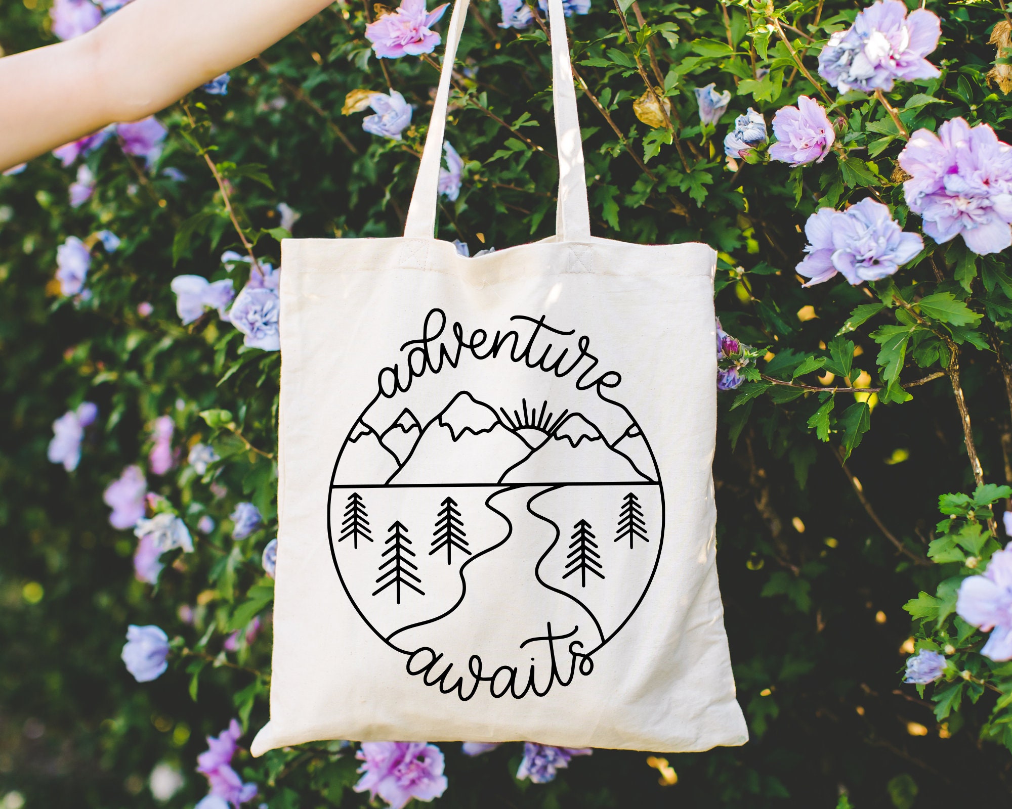 Wlesinzt 'And So The Adventure Begins' Tote Bag – Cute Gift With Pockets For Teacher, Women, Travel, White - View #11