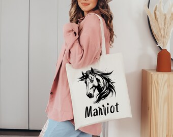 Custom Horse Tote Bag, Horse Lover Gift B, Personalized Horse Bags, Horseback Riding Tote, Gift For Horse Owner Horse Riding Club Equestrian