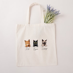 Custom Cat Tote Bag, Cats Mom Gift Totes, Personalized Kitten Species Shoulder Bags, Funny Cat Lovers Bags, Gifts for Mommy, Cat Owner Tote