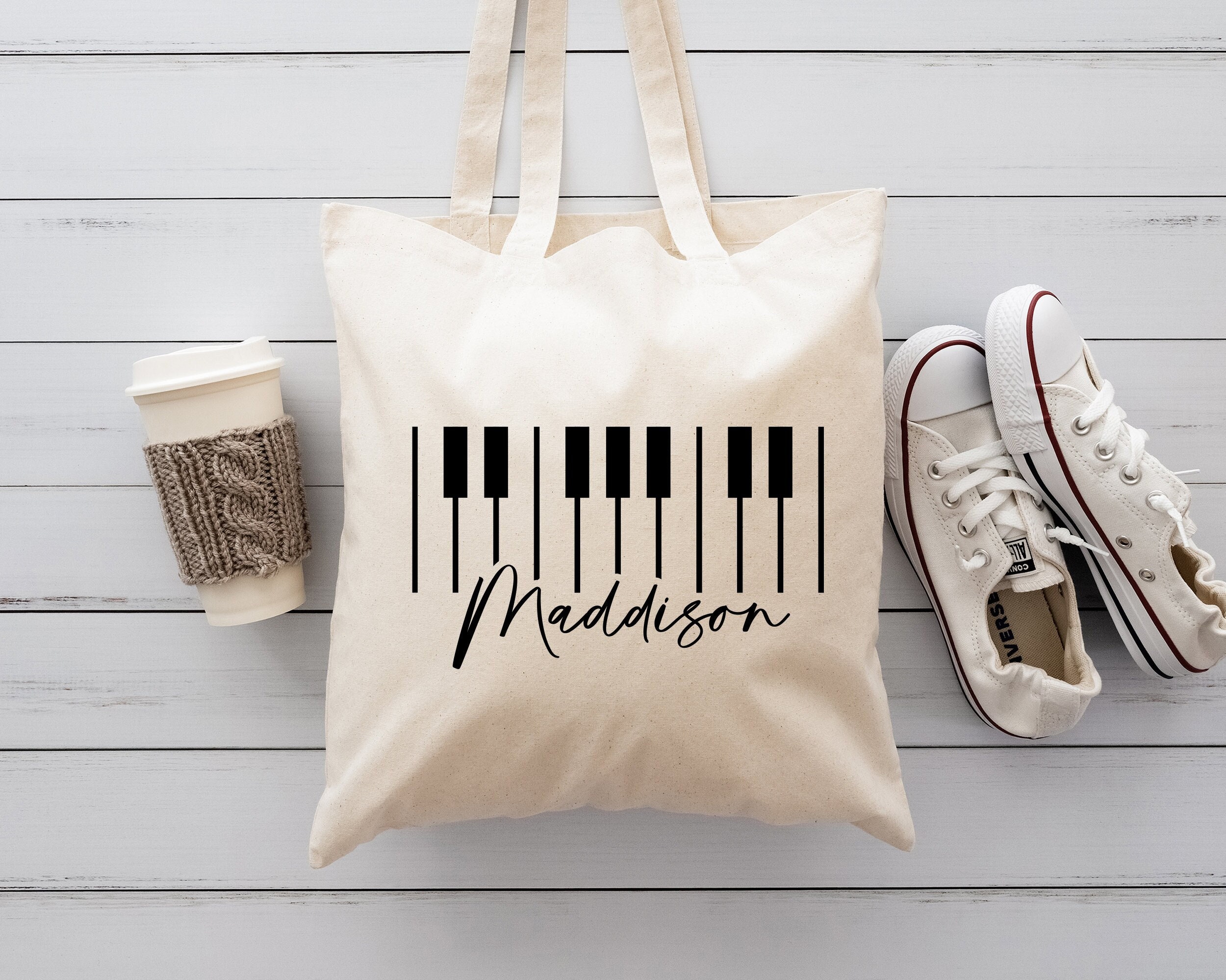 Piano Instrument Watercolor Portrait With Sheet Music Background On Worn  Canvas Tote Bag by Design Turnpike - Fine Art America