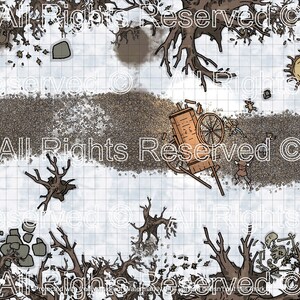 Mapas de mesa para D y D, Pathfinder, Cthulhu, etc. Encuentro con snow road