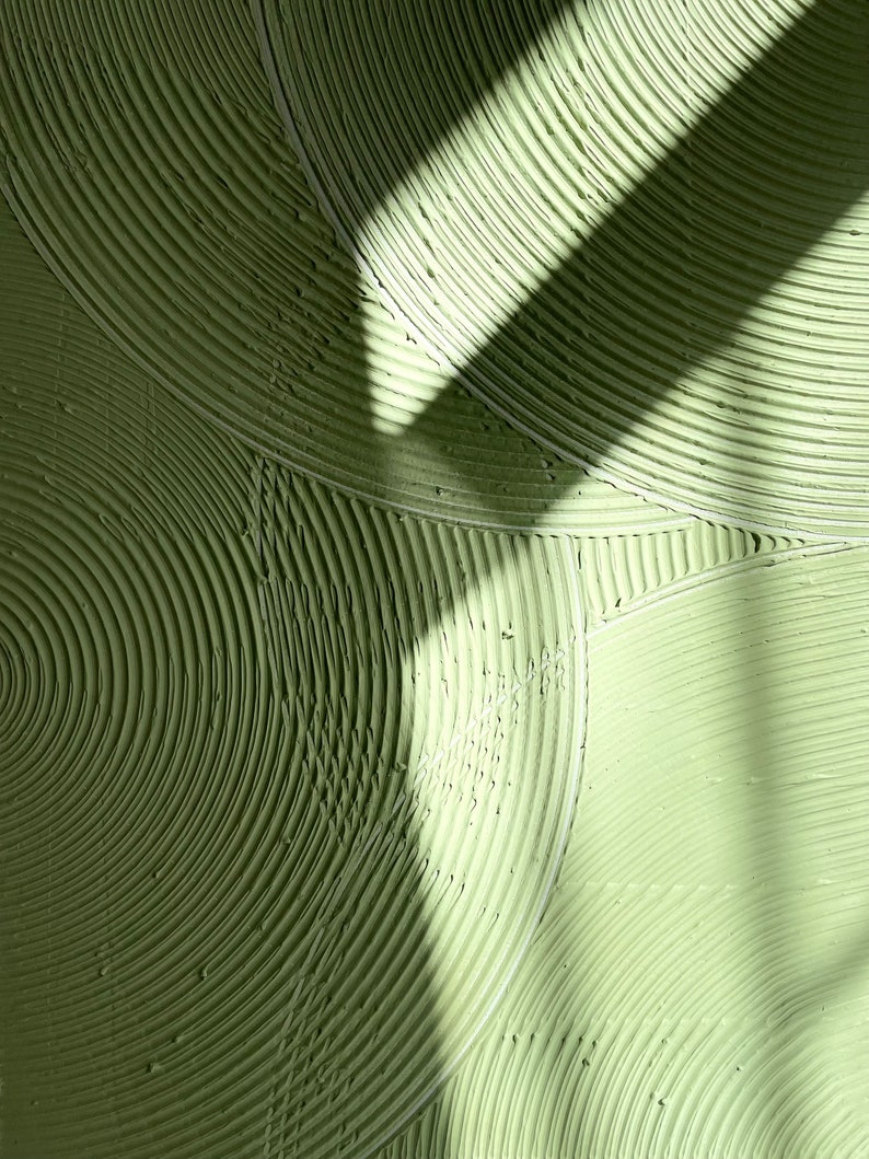 Green Textured Arch Wall Art, Arched Textured Abstract Plaster Painting