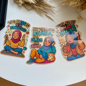 3 Große Aufkleber Set Hijabi Sticker muslim Sticker Geburtstag Geschenk für sie Laptop Sticker Ramadan Schulanfang Dekoration Deko Kunst
