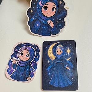 Aufkleber Set Hijabi Sticker - Galaxy muslim Sticker Geburtstag Geschenk für sie Laptop Sticker Ramadan Schulanfang Dekoration kawaii kunst