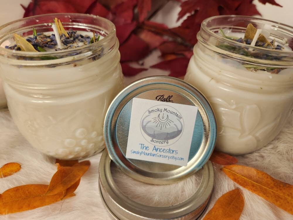 Ancestor Veneration Offering/ Devotional Candle scented 8oz Organic Soy