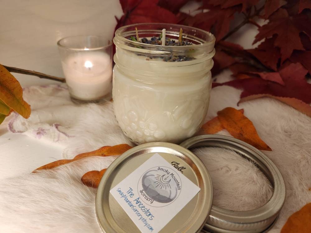 Ancestor Veneration Offering/ Devotional Candle scented 8oz Organic Soy