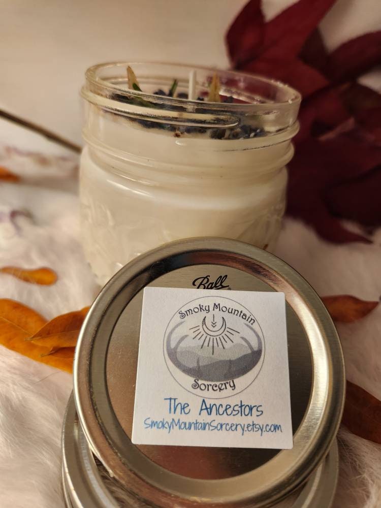 Ancestor Veneration Offering/ Devotional Candle scented 8oz Organic Soy