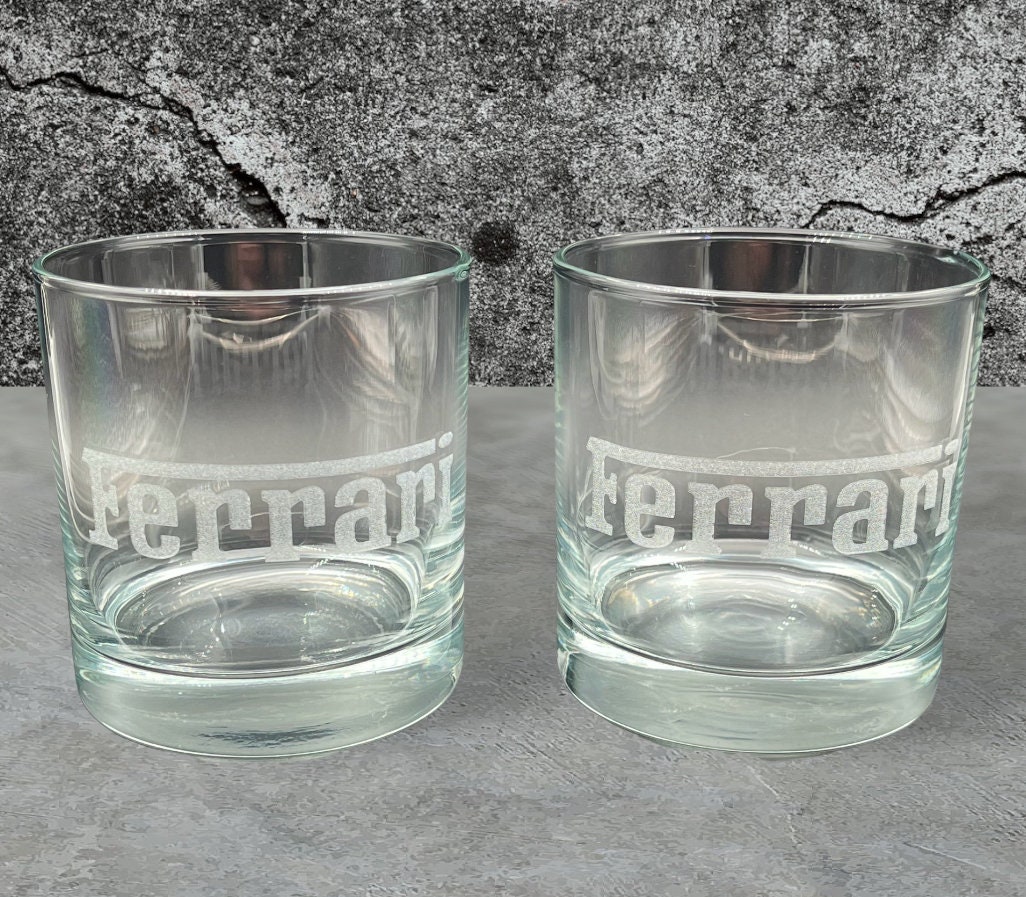 SET OF 2 or 4!! Laser Engraved Ferrari on Glass 10.5oz - Unique Gift ...