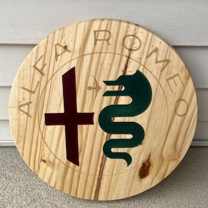 "Alfa Romeo Garage ""Schild""!! Epoxy gefüllt tolles Geschenk.