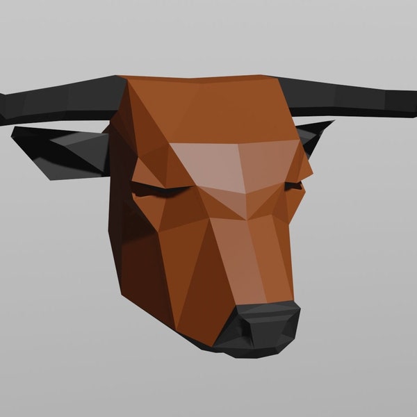 Paper Bull Minotaur Mask Papercraft 3D Template