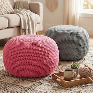 Crochet Pouf Pattern – DIY Footstool, Floor Cushion (Digital Download)