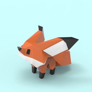 Modello Papercraft piccola volpe - Modello digitale volpe 3D fai da te - PDF stampabile - Progetto artigianale di animali carini per decorazioni per la casa e regali