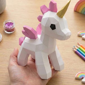 Paper Unicorn Papercraft 3D Template image 3