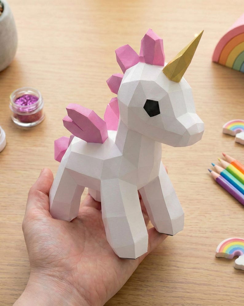 Paper Unicorn Papercraft 3D Template image 3