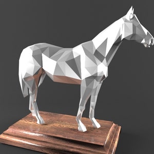 Plantilla 3D de artesanía en papel con decoración de caballos de papel