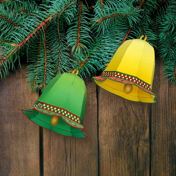 Papercraft Christmas Bell Ornaments: DIY Digital Pattern for Festive Decor