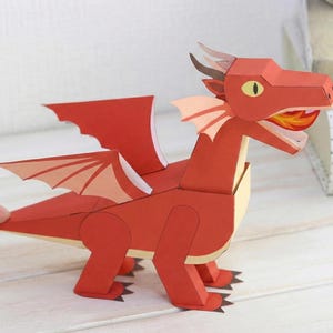 Moving Papercraft Dragon Template | DIY 3D Paper Model (Digital Download)