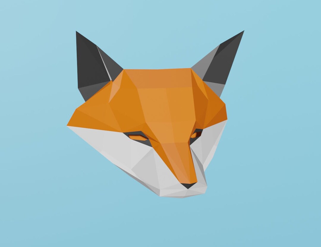 Paper Fox Mask Papercraft 3D Template Etsy