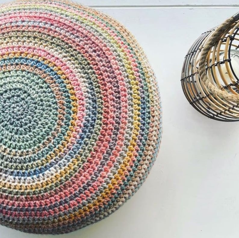 Crochet Pouf Bean Bag Pattern Digital Download, Crochet Pouf Poof, Ottoman, Footstool, Home Decor, Pillow, Bean Bag, Floor cushion image 3