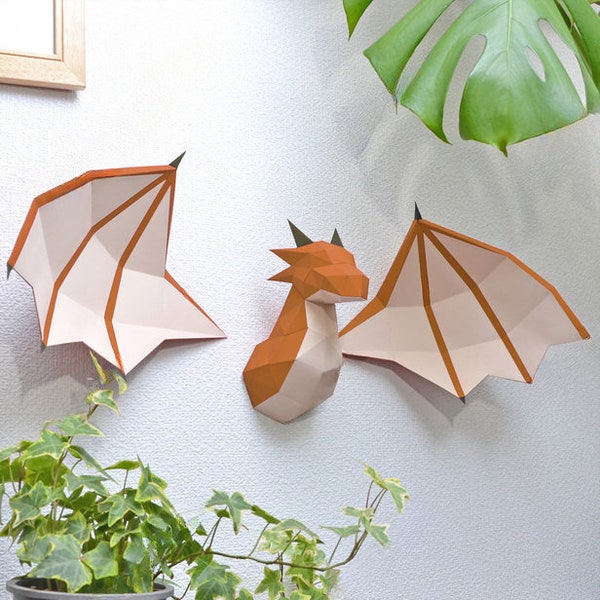 Papercraft Dragon Head: DIY Wall Mount Digital Pattern - Create Your Own Mythical Trophy