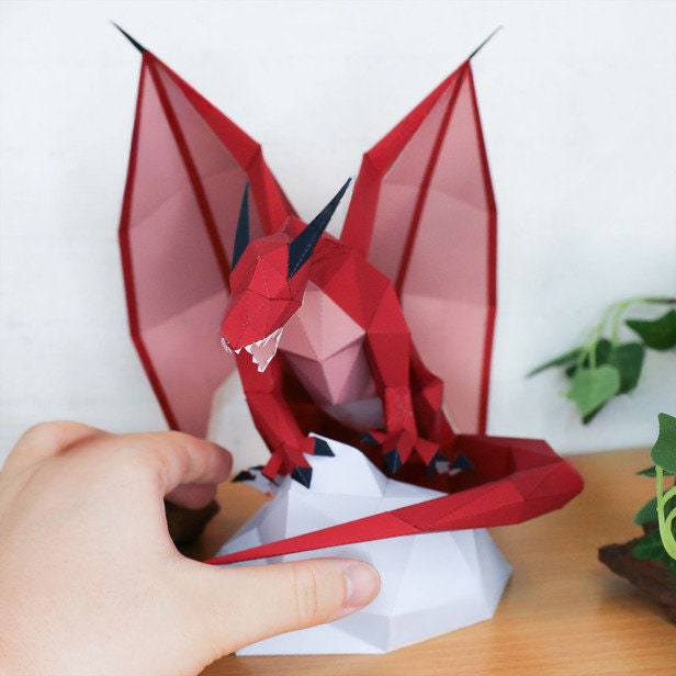 Papercraft Low Poly Dragon Template Digital Pattern | DIY Printable ...