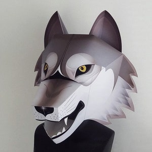 Plantilla 3D de máscara de lobo DIY Papercraft - PDF imprimible