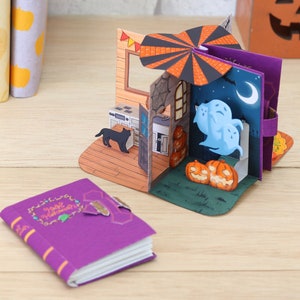 Papercraft Miniatura POP-UP Libro Halloween Decoración Patrón Digital - Crea tu cuento espeluznante