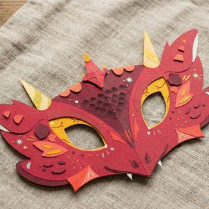 DIY Papercraft Dragon Mask | Printable 3D Template (Digital Download)