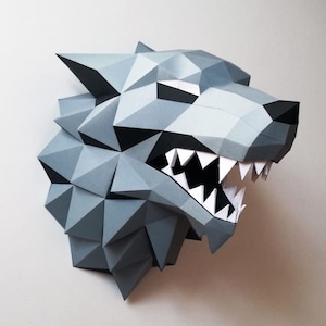 Paper Wolf Head Papercraft 3D Template