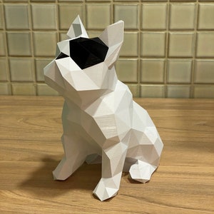 Modello di carta per bulldog francese low poly - Modello digitale stampabile 3D fai da te - Decorazione per la casa, regalo per gli amanti degli animali - Download immediato