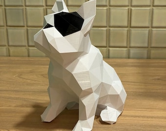 Low Poly French Bulldog Papercraft Template - DIY 3D Frenchie Printable Digital Pattern - Home Decor, Pet Lovers Gift - Instant Download