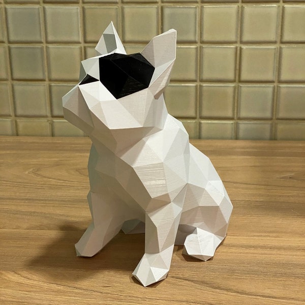 Papercraft Französische Bulldogge Hund Papier 3D Vorlage