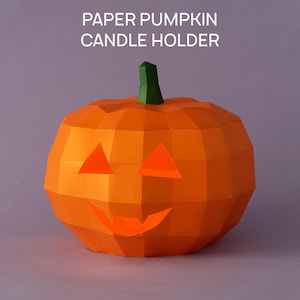 Papercraft Pumpkin Candle Holder Template, DIY Fall Home Decor, Halloween Paper Lantern, Autumn Decoration, Printable PDF Digital Pattern