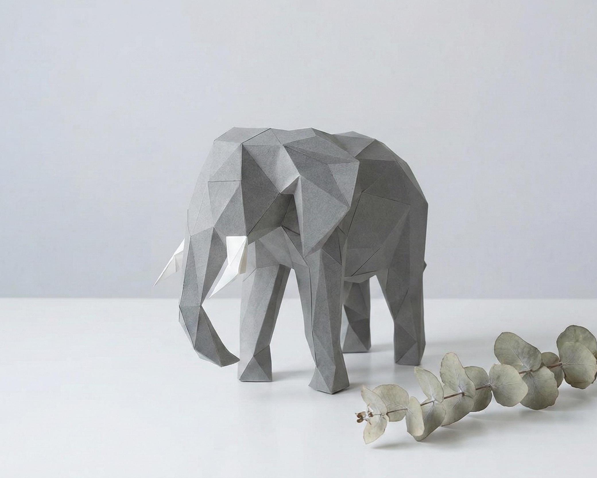 Elephant Paper Model Layout Paper Elephant Papercraft 3D Template - Etsy Australia