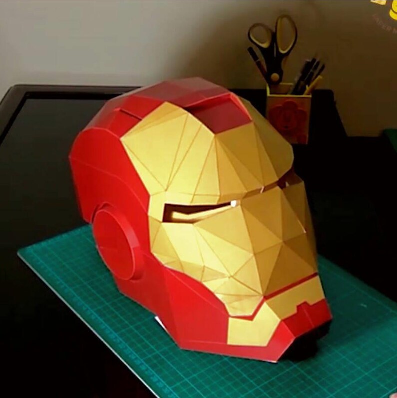 Paper Iron Man Helmet Papercraft 3D Template Etsy Paper Iron Man Helmet Papercraft 3D Template Etsy