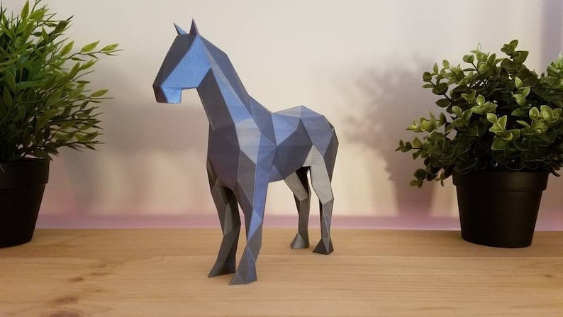 Paper Horse Decoration Papercraft 3D Template image 2