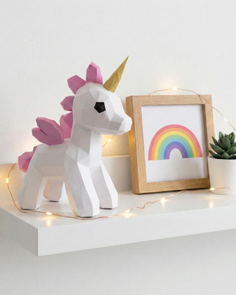 Paper Unicorn Papercraft 3D Template image 2