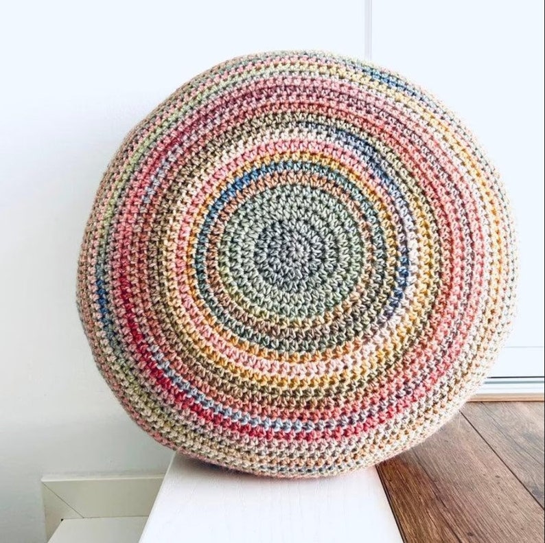 Crochet Pouf Bean Bag Pattern Digital Download, Crochet Pouf Poof, Ottoman, Footstool, Home Decor, Pillow, Bean Bag, Floor cushion image 2