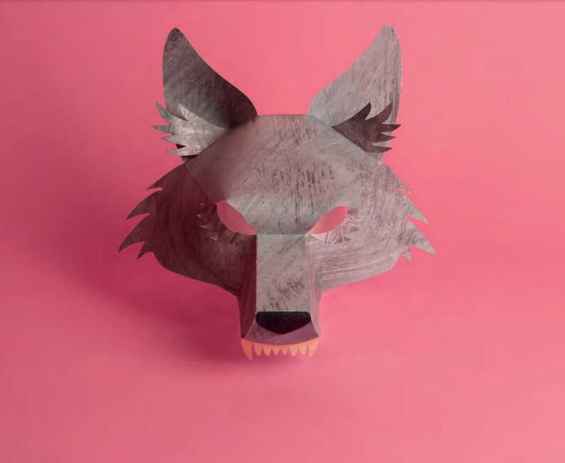 Paper Wolf Mask Template 3D - Etsy